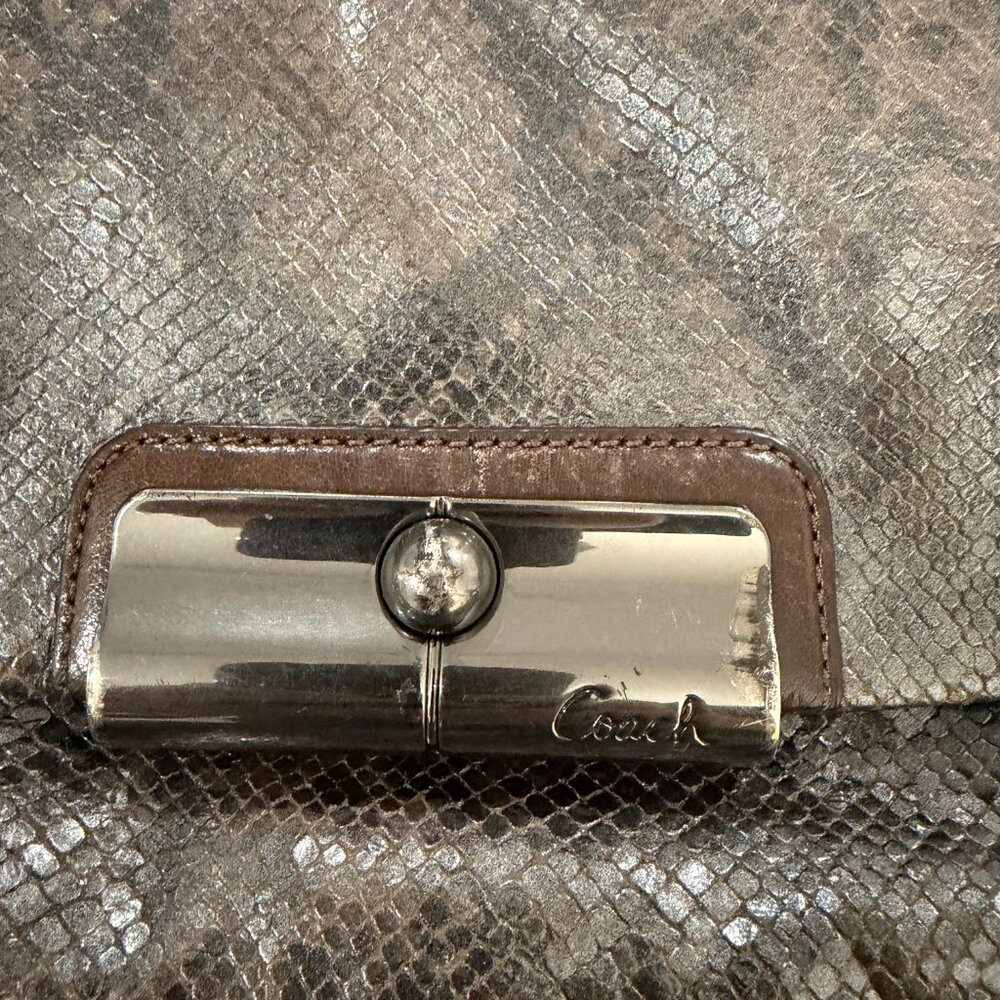 Coach Kristin Shoulder Bag Metallic Snakeskin Embossed Leather Gunmetal Hardware - Picture 9 of 14